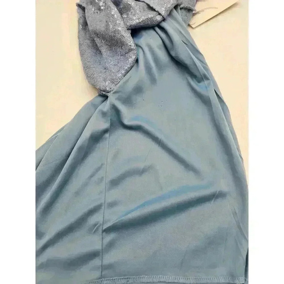 Honey and Rosie Junior's M Blue Feather-Trim Sequin Bodycon Dress NWT - Picture 10 of 11